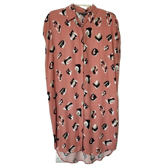 Madison Womens Shirt Dress Medium Animal Print Button Down Mauve Sleeveless - Picture 1 of 3